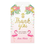 Tropical Birthday Thank You Tags Flamingo Luau Zazzle Tropical