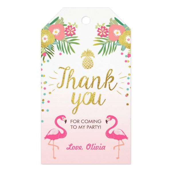 Tropical Birthday Thank You Tags Flamingo Luau Zazzle Tropical