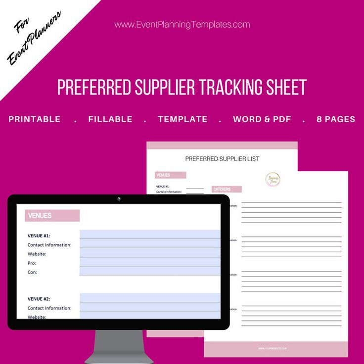Vendor List Preferred Supplier Fillable Tracking Sheet For Event 