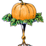 Vintage Clip Art Pumpkin On A Pedestal The Graphics Fairy