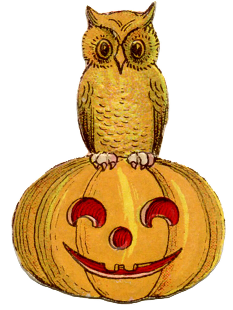 Vintage Halloween Clip Art Cute Owl On Pumpkin The Graphics Fairy