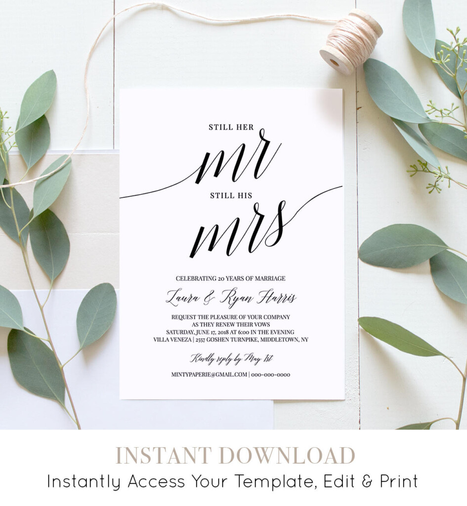 Vow Renewal Invitation Template INSTANT DOWNLOAD Wedding Anniversary 