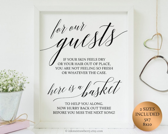 Wedding Bathroom Basket Sign Printable Wedding Restroom Basket Etsy