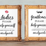 Wedding Bathroom Basket Signs Womens And Mens Hospitality