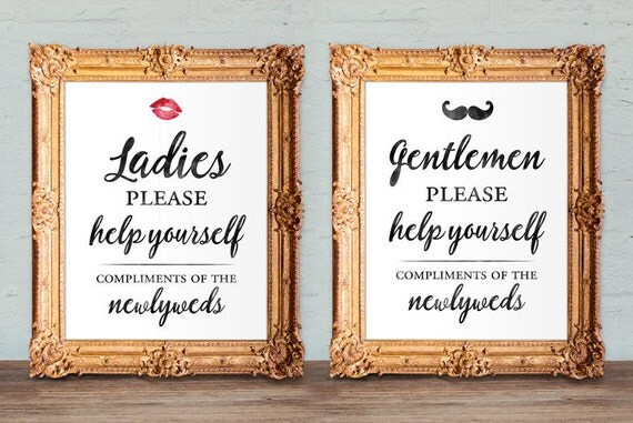 Wedding Bathroom Basket Signs Womens And Mens Hospitality