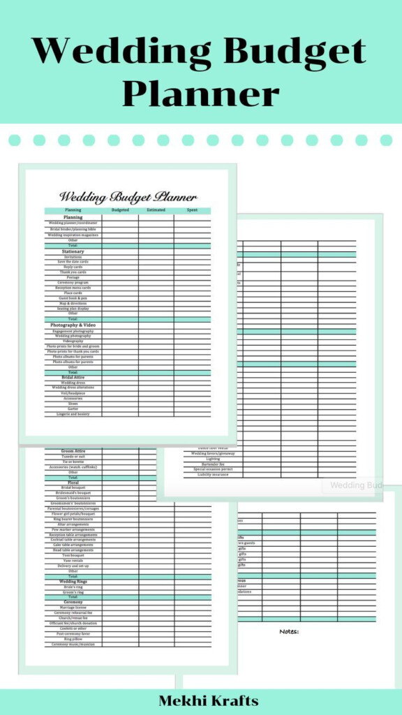 Wedding Budget Planner Printable Instant Download Etsy Wedding 