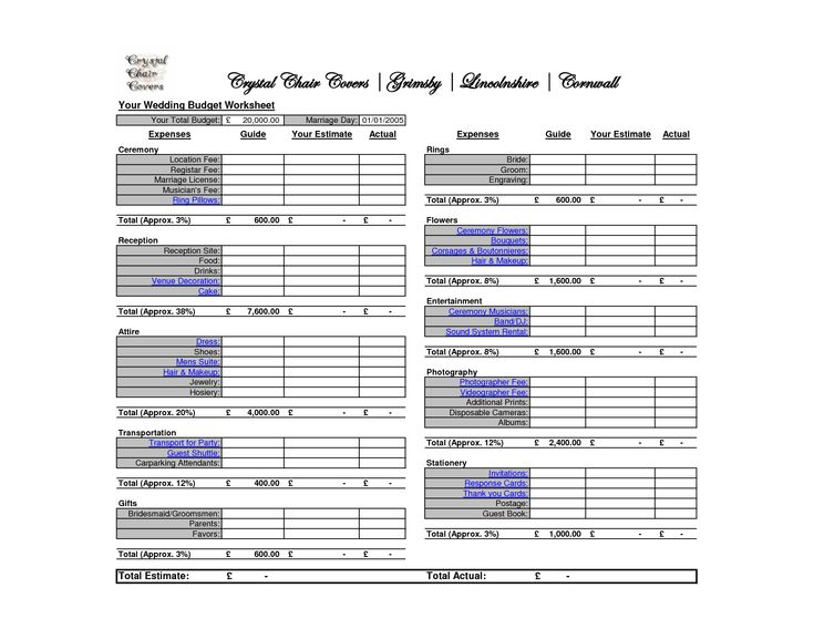 Wedding Budget Planner Printable Wedding Budget Planner Printable 