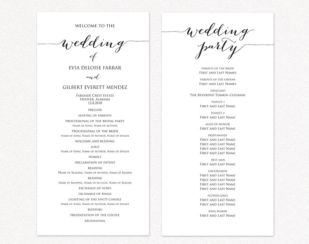 Wedding Ceremony Program Templates Wedding Templates And Printables