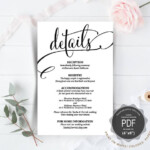 Wedding Details Card PDF Template Instant Download Printable Editable