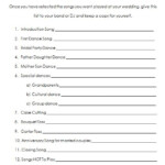 Wedding Dj Worksheet And Checklist Worksheet