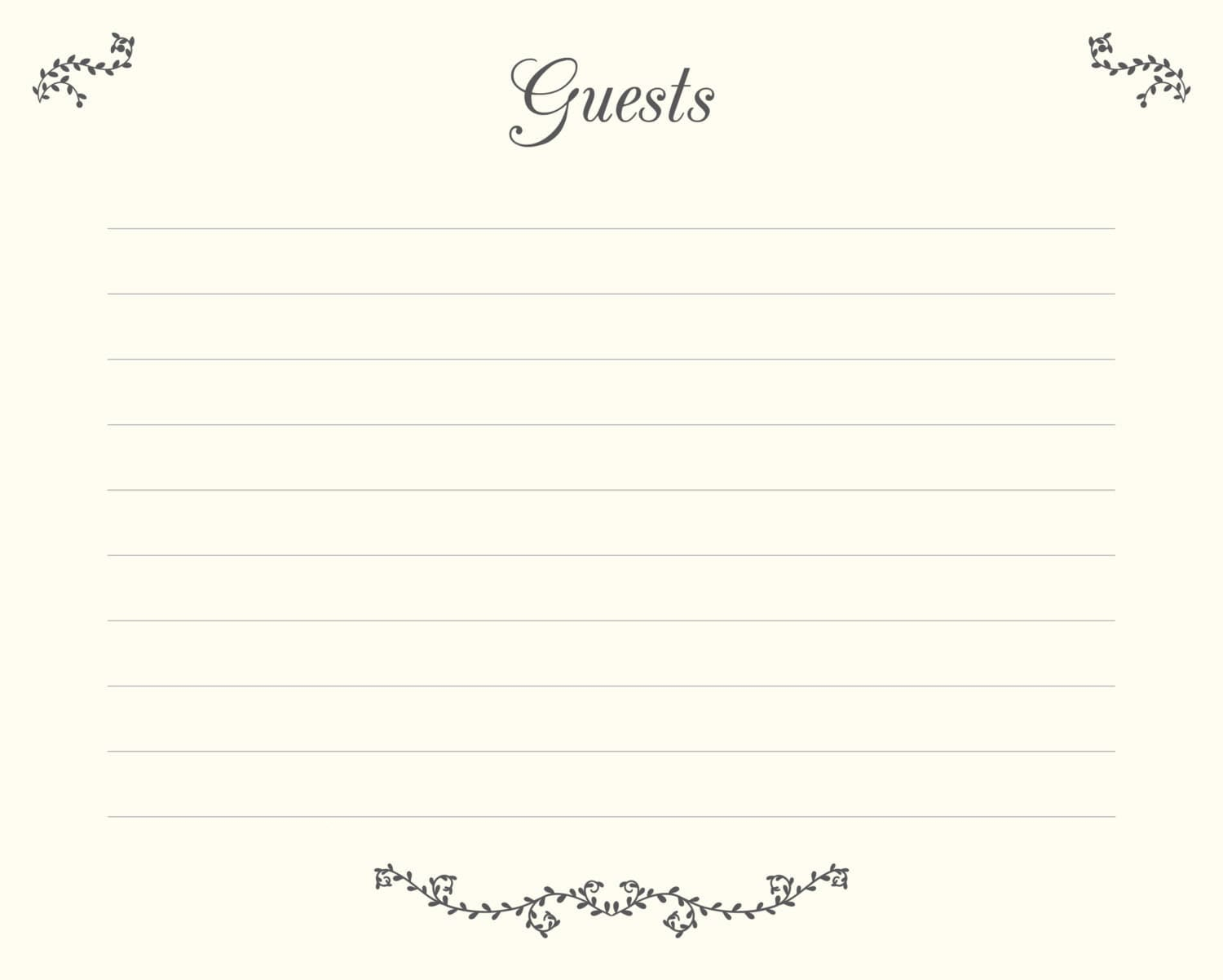 Wedding Guest Book Pages Printable File Guests Template Etsy