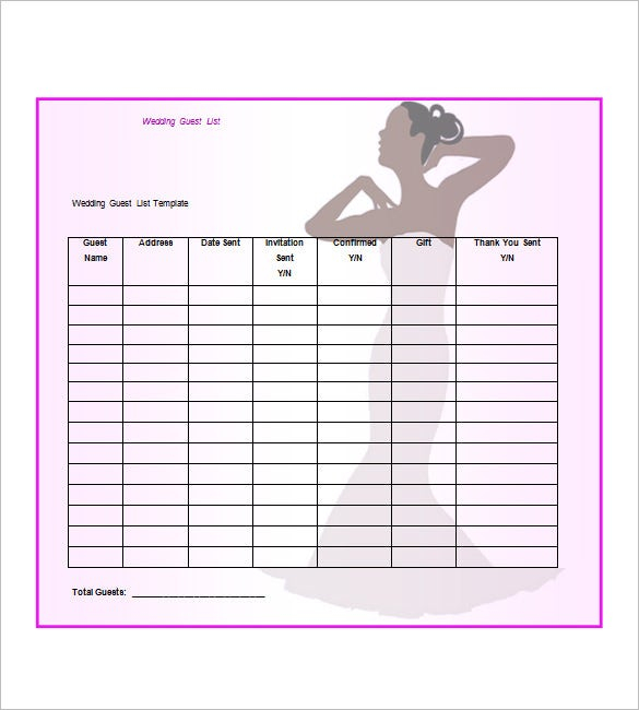 Wedding Guest List Template 10 Free Word Excel PDF Format Download 
