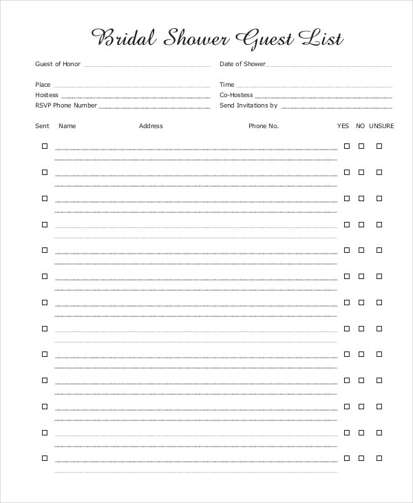 Wedding Guest List Template 9 Free Word Excel PDF Documents 