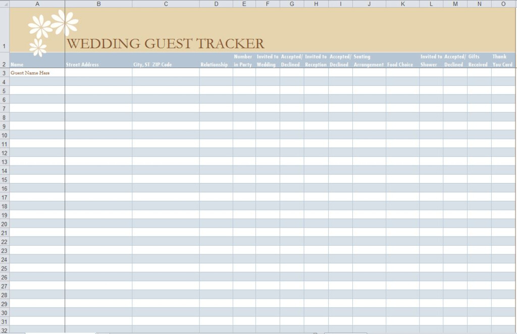 Wedding Guest List Template Wedding Guest List