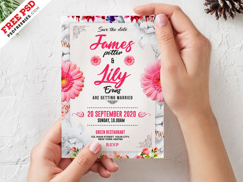 Wedding Invitation Card Template PSD By PSD Freebies On Dribbble