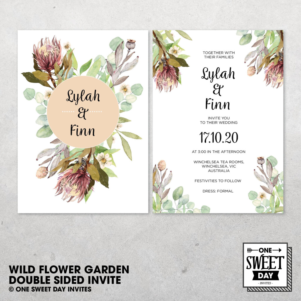 Wedding Invitation Printable Protea Native Flowers Etsy Printable 