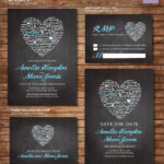 Wedding Invitation Printables Chalk Board Heart By DallinsPaperie