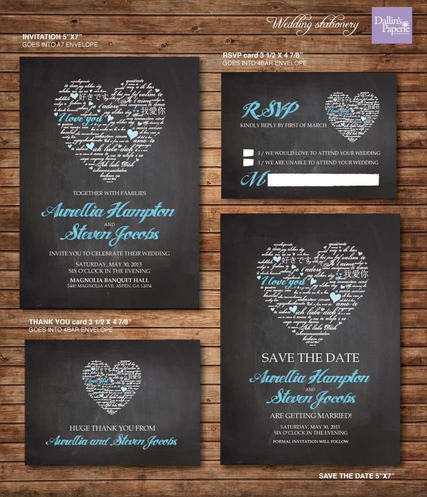 Wedding Invitation Printables Chalk Board Heart By DallinsPaperie