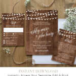 Wedding Invitation Template Printable Rustic Wood String Lights Invite