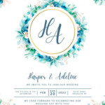 Wedding Invitation With Floral Frame And Watercolor In 2022 Wedding