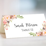 Wedding Place Card Template Fully Editable DIY Peony Flowers Wedding