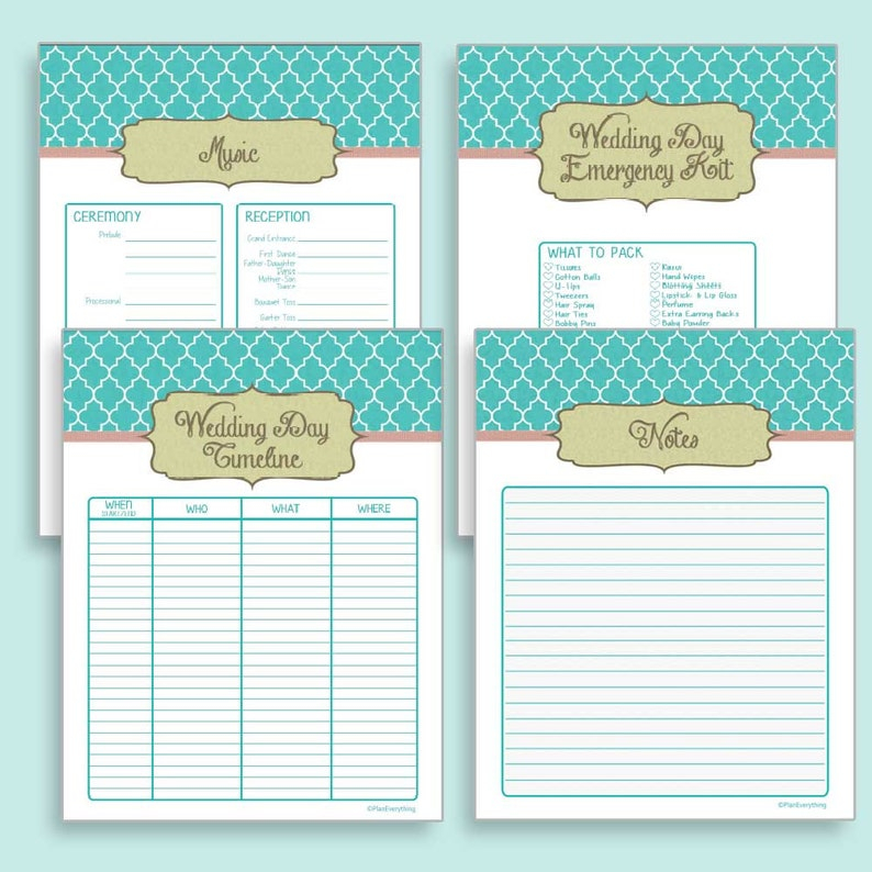 Wedding Planner 19 Printable Pages Instant Downloadable Etsy