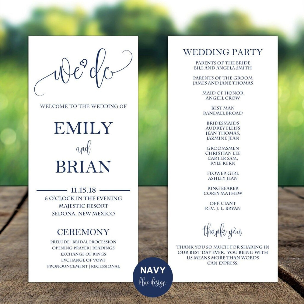 Wedding Program Personalized Printable Or Printed With FREE Etsy 