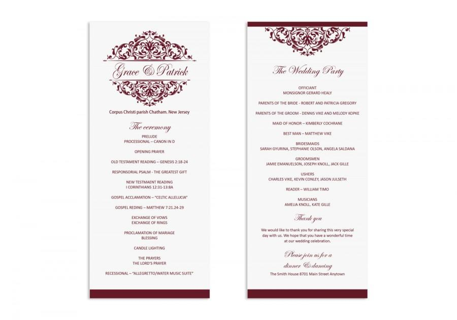 Wedding Program Template Printable Wedding Program Wedding Program