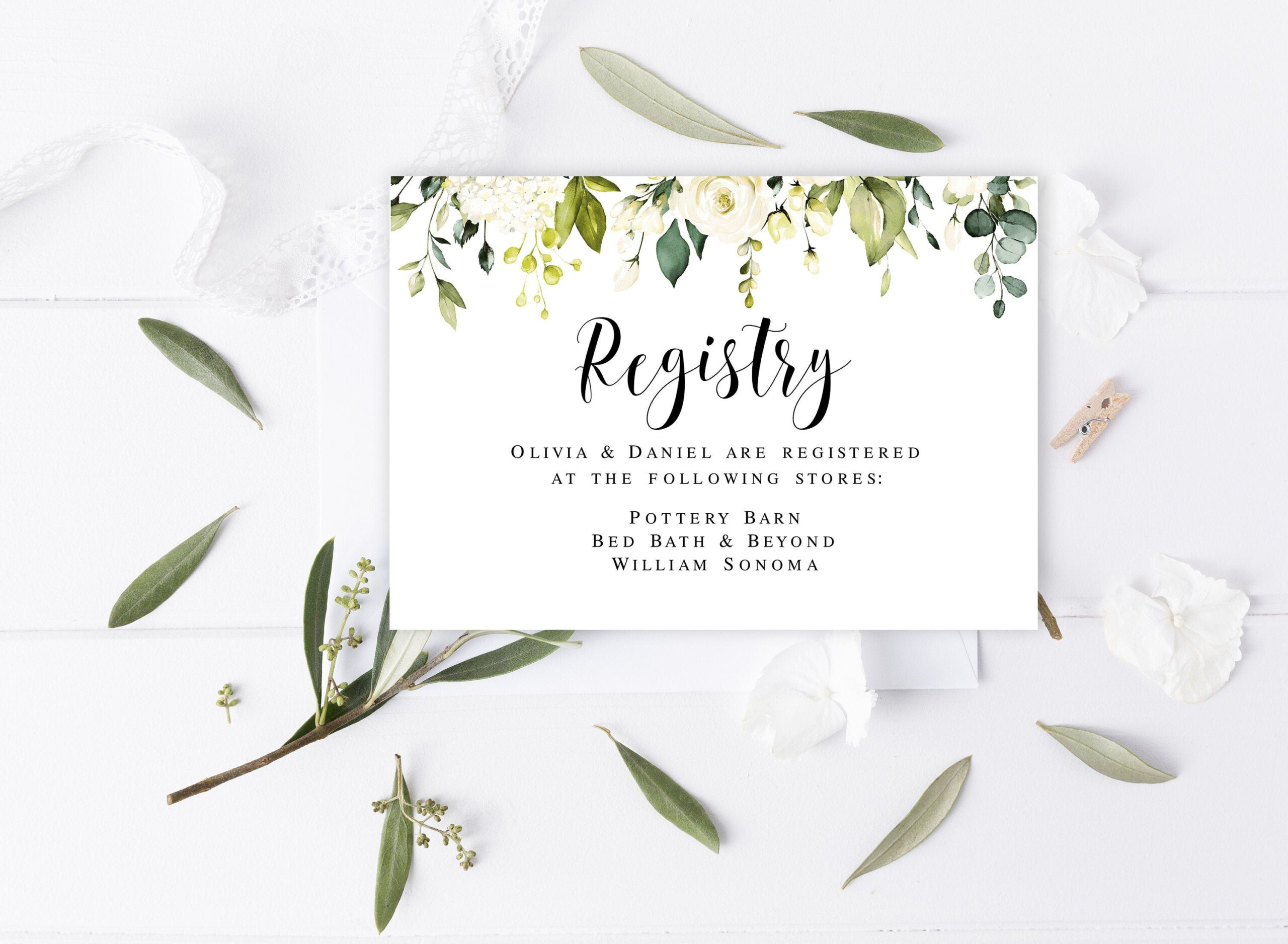 Wedding Registry Card Printable Fully Editable Template Gift Registry 