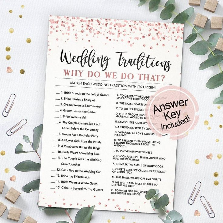 Wedding Traditions Game Bridal Shower Game Printable Bridal Etsy In 