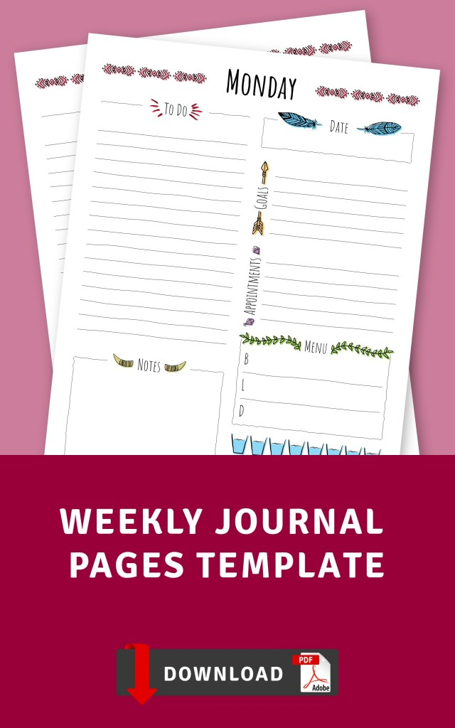 Weekly Journal Pages Template Printable PDF